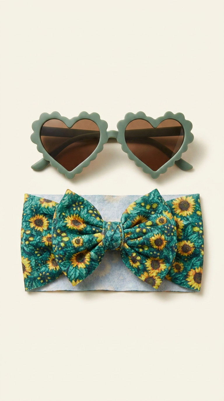 Accessoires Enfant Bandeaux Vert Jaune+Lun