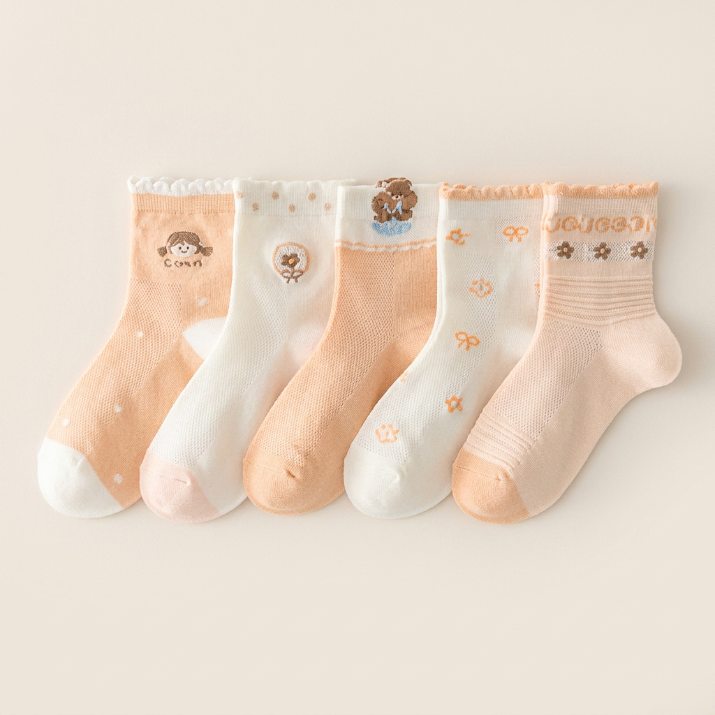 Chaussette Enfant Blanc Orange — visuel 1