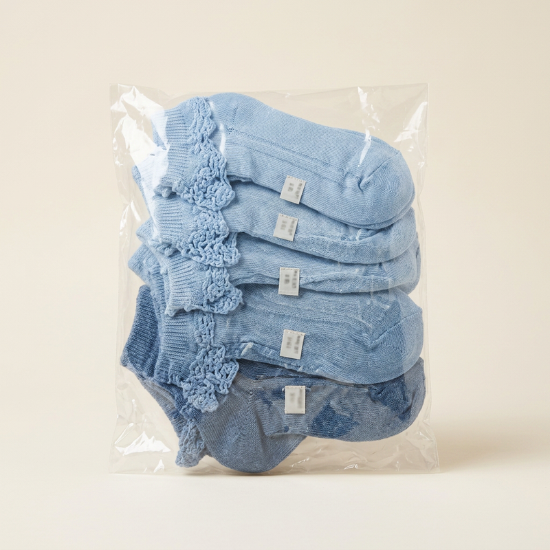 Chaussette Enfant Bleu Dentelle