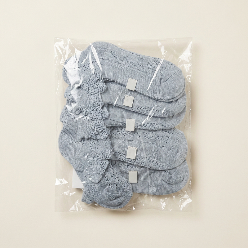Chaussette Enfant Bleu Dentelle