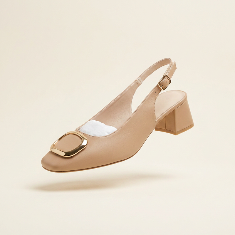 Escarpin Ouv Cuir Chair