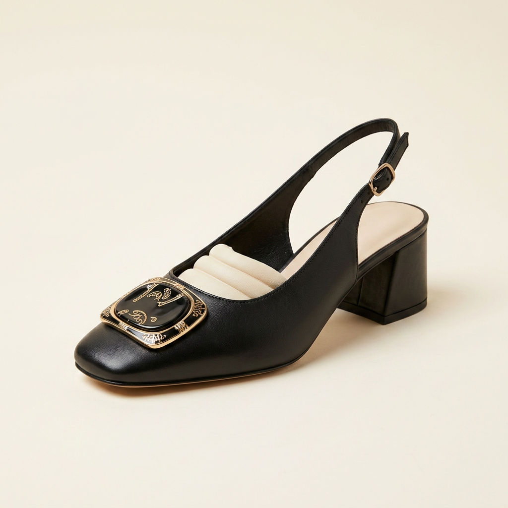 Escarpin Ouv Cuir Noir — visuel 1