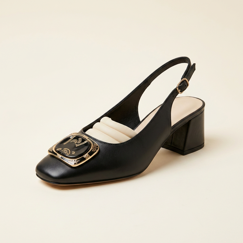 Escarpin Ouv Cuir Noir