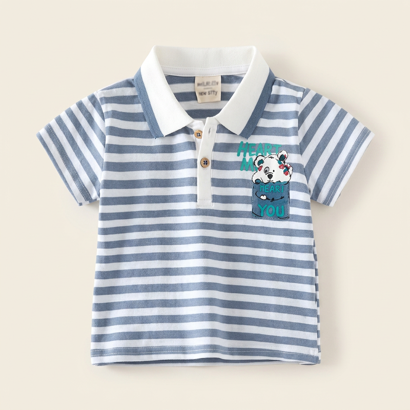 Polo Bleu Ciel Blanc