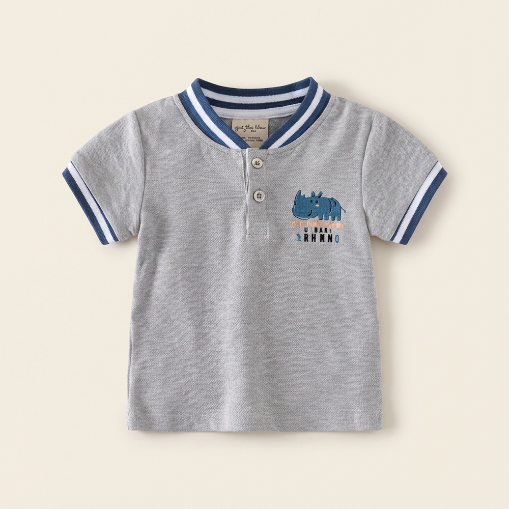 Polo Gris Col Bleu