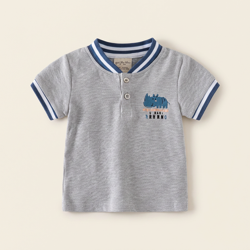 Polo Gris Col Bleu