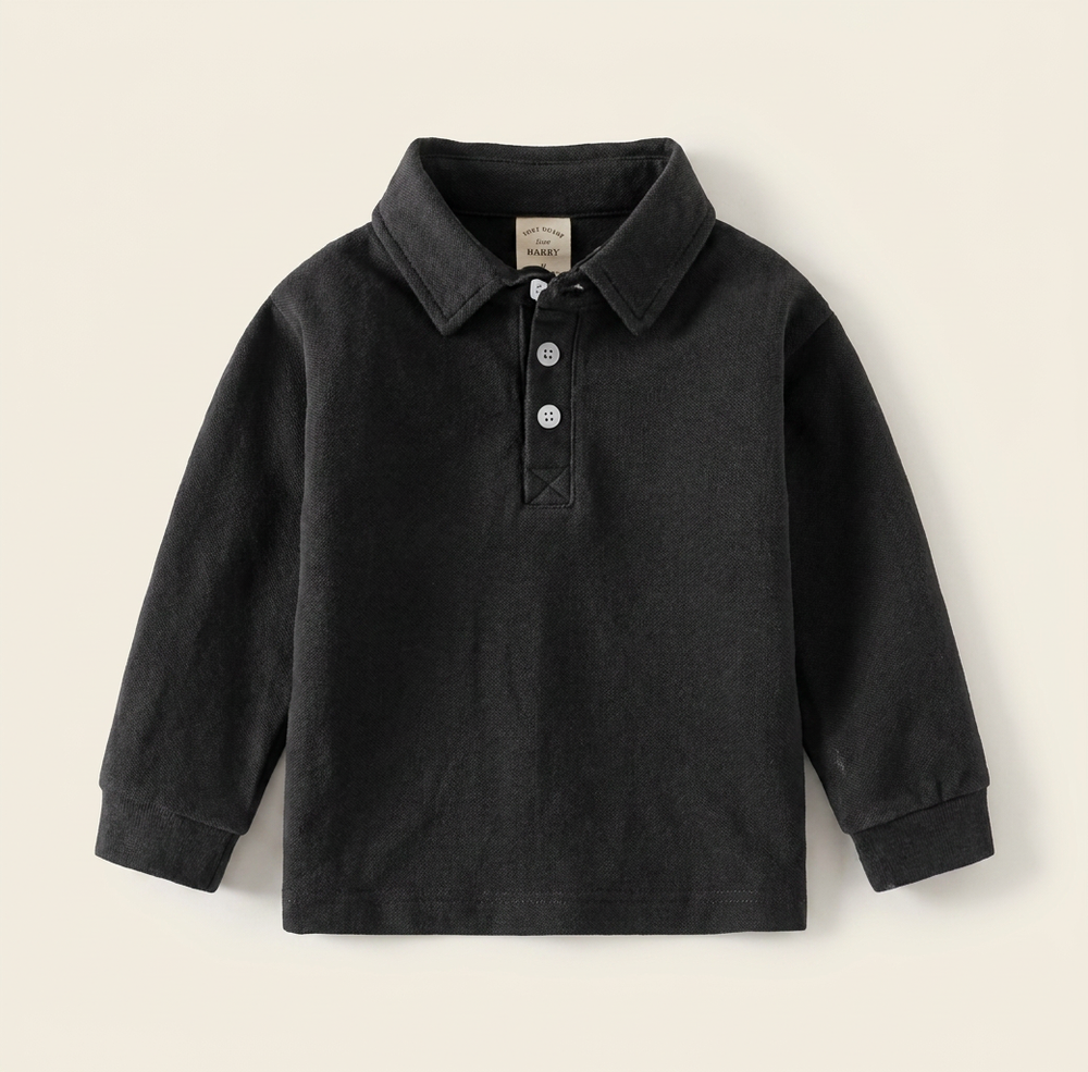 Polo Noir Longue Manche