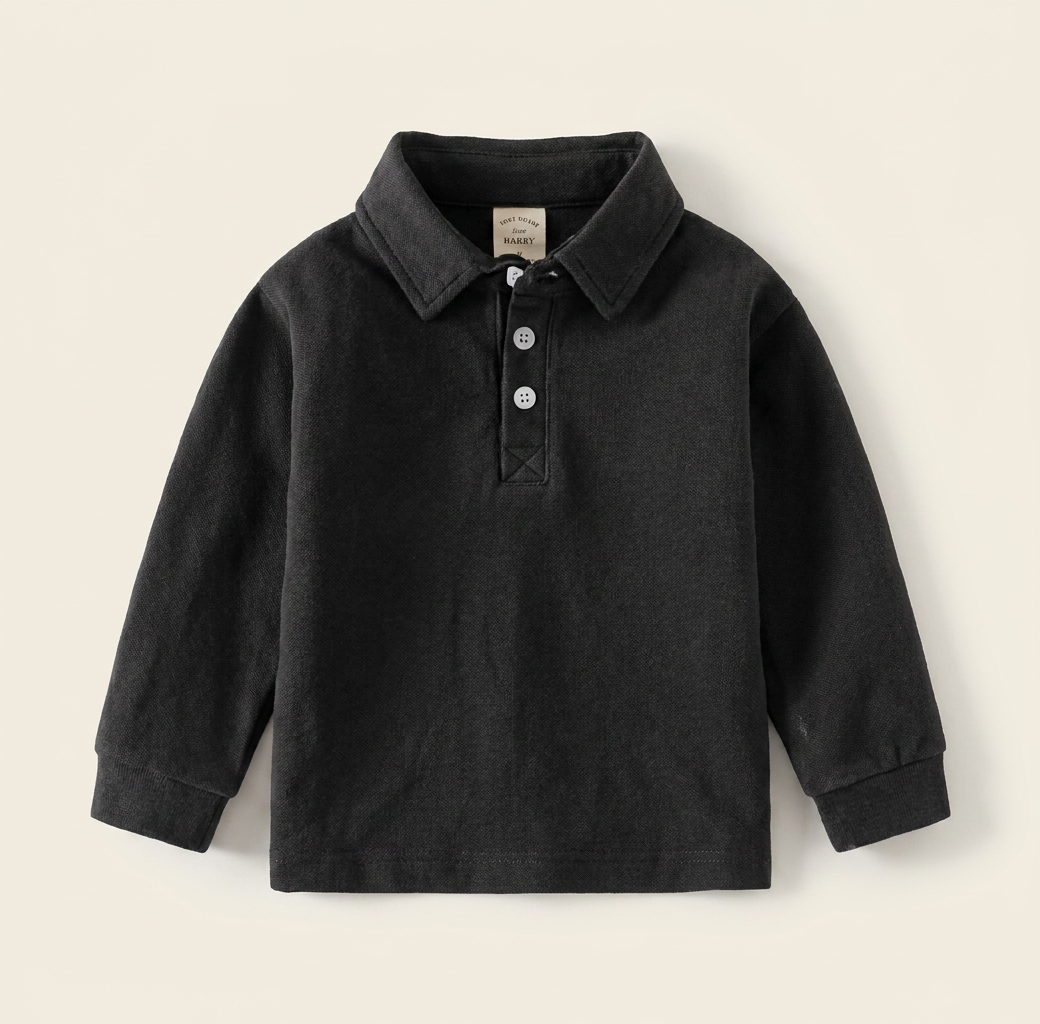 Polo Noir Longue Manche — visuel 1
