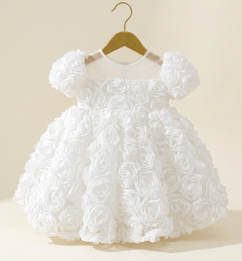 Robe Fille Blanche En Rose