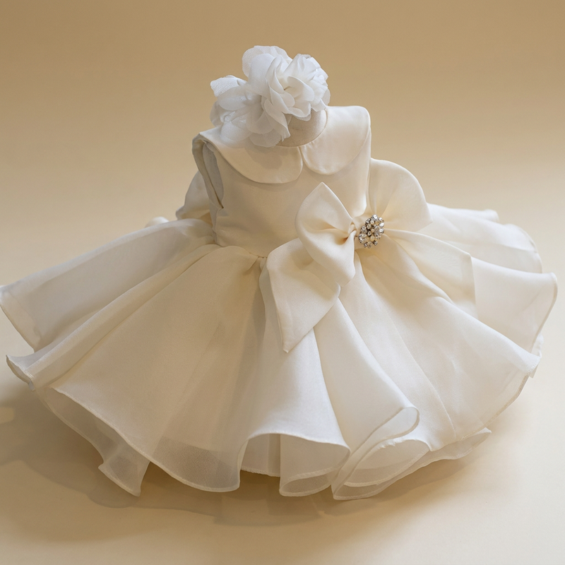 Robe Fille Blanche Evasee Fleur