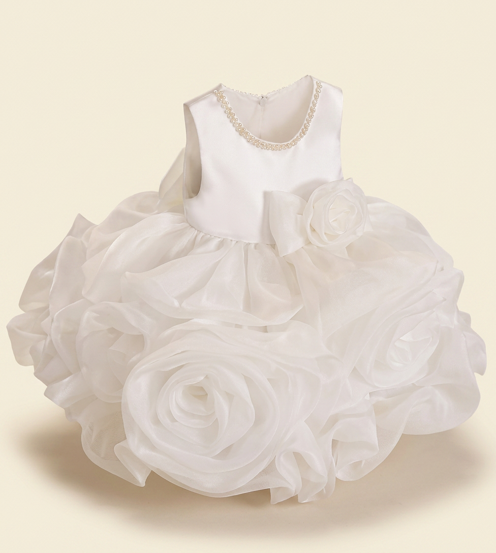 Robe Fille Blanche Froufrou Étagé — visuel 1