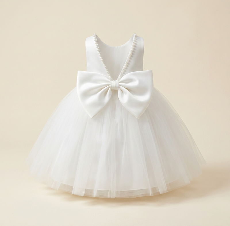 Robe Fille Perle Col Blanc