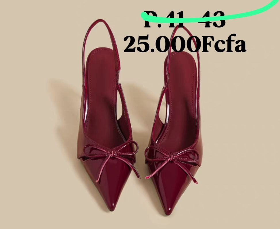 Escarpin Ouvert Rouge Nœud — visuel 1