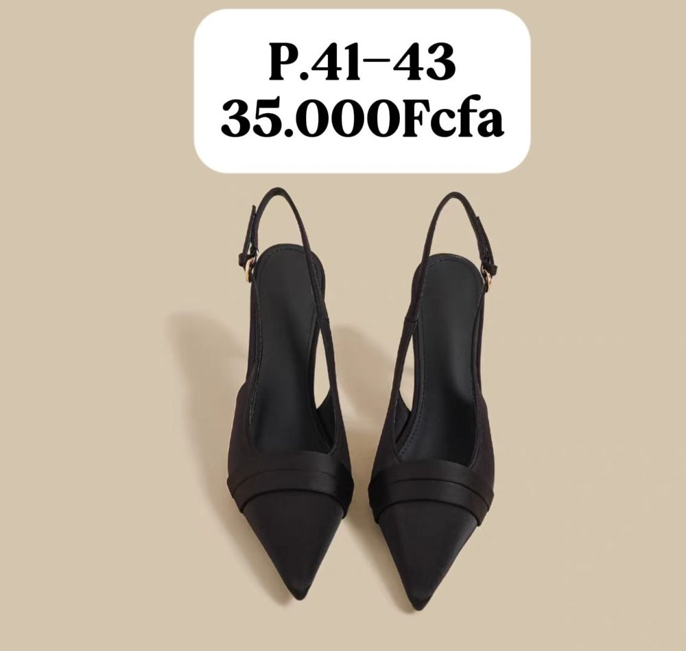 Escarpin Noir Satin Ouvert — visuel 1