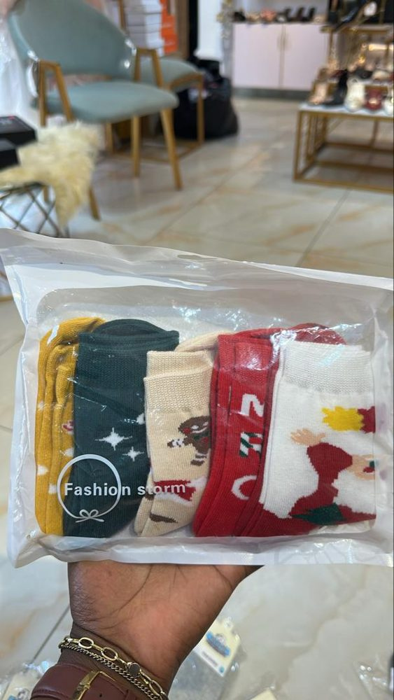 Chaussette Enfant Jaune Vert Rouge Noel — visuel 1