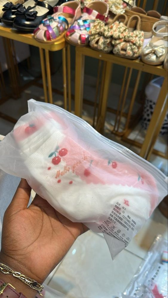 Chaussette Enfant Rose Blanc — visuel 1