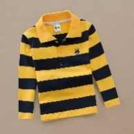 Polo Bleu Jaune Longue Manche — visuel 1