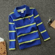Polo Bleu Vert Longue Manche — visuel 1