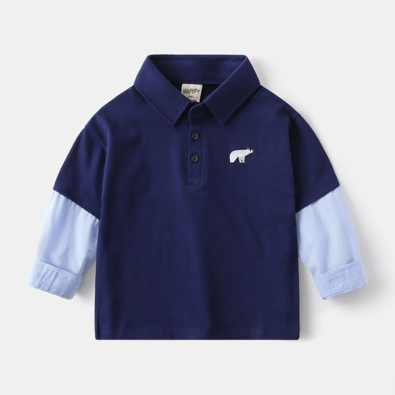 Polo Bleu Ciel Bleu Longue Manche — visuel 1