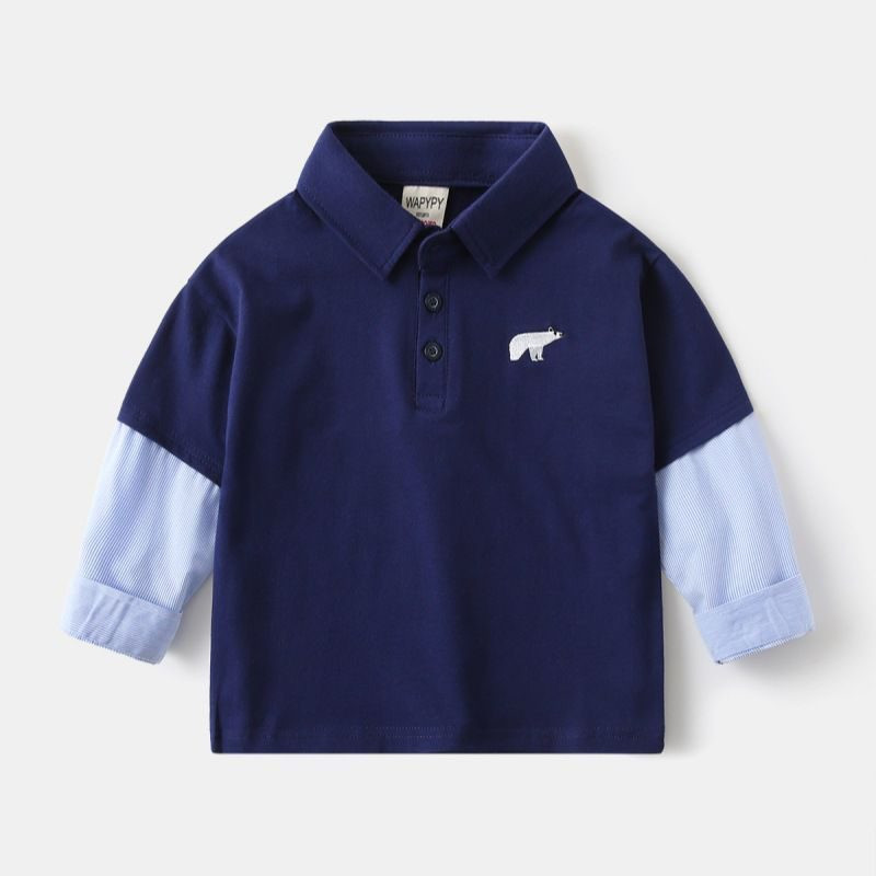 Polo Bleu Ciel Bleu Longue Manche — visuel 1