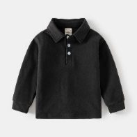 Polo Noir Longue Manche — visuel 1