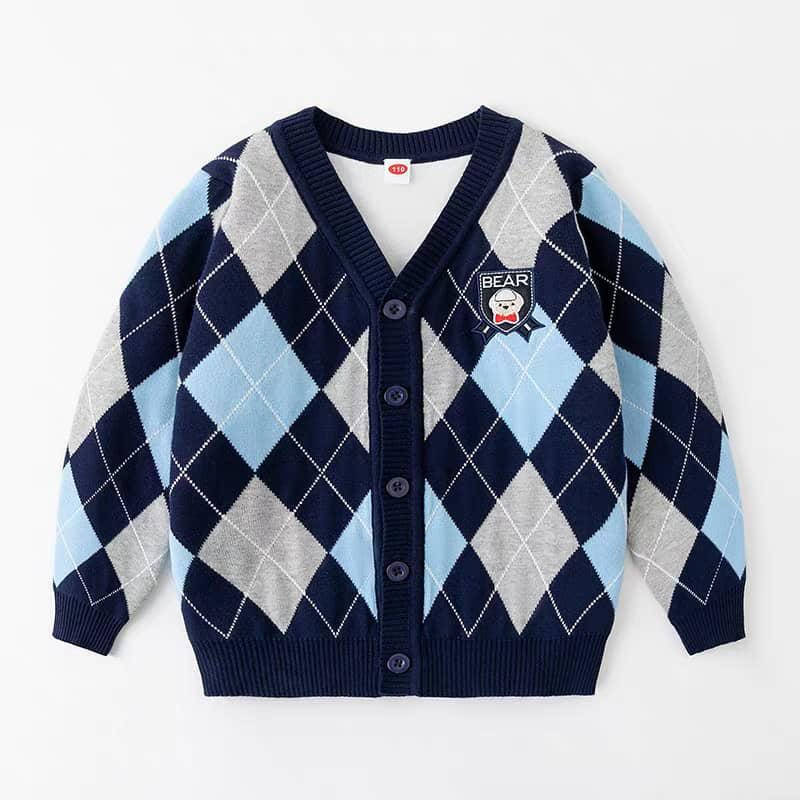 Pull Damier Bleu Nuit Bleu — visuel 1