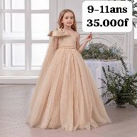 Robe Fille 1 Manche Nœud Marron