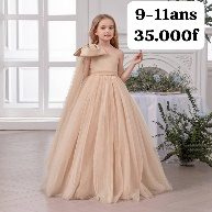 Robe Fille 1Manche Nœud Marron — visuel 1