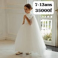 Robe Fille 1Manche Nœud Blanc — visuel 1