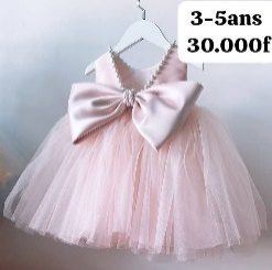 Robe Fille Perle Col Peche