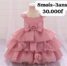 Robe Fille Étagé Rose Pal