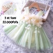 Robe Fille Vert Olive Fleur