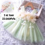 Robe Fille Vert Olive Fleur — visuel 1