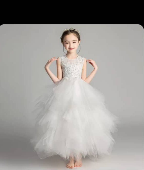 Robe Fille Blanc Tuille Etg Long — visuel 1