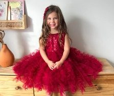 Robe Fille Rouge Paillette Frou — visuel 1
