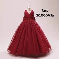 Robe Fille Rouge Nœud Arriere