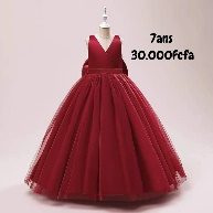 Robe Fille Rouge Nœud Arriere — visuel 1