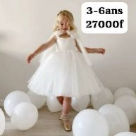 Robe Fille Blanc 2 Nœud Epaule — visuel 1