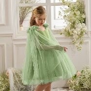 Robe Fille Vert Olive 2 Nœud Épaule