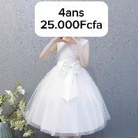 Robe Fille Blanche Nœud — visuel 1