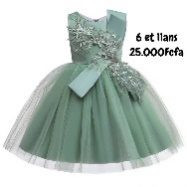 Robe Fille Vert Olive Fleur — visuel 1