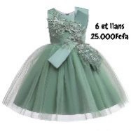 Robe Fille Vert Olive Fleur — visuel 1