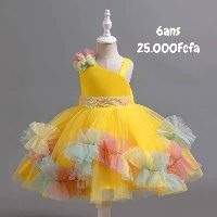 Robe Fille Jaune Froufrou — visuel 1