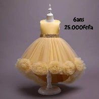 Robe Fille Jaune Fleur Rond — visuel 1