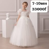 Robe Fille Blanche Froufrou Epaul — visuel 1