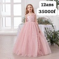 Robe Fille Rose Paillette Haut — visuel 1