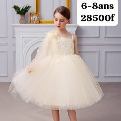Robe Fille Peche 1Manche Dentelle — visuel 1