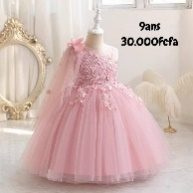 Robe Fille Rose Pale 1 Manche — visuel 1