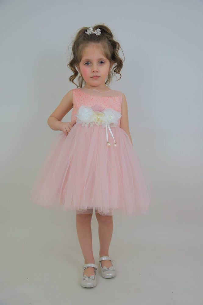 Robe Fille Rose Nœud — visuel 1