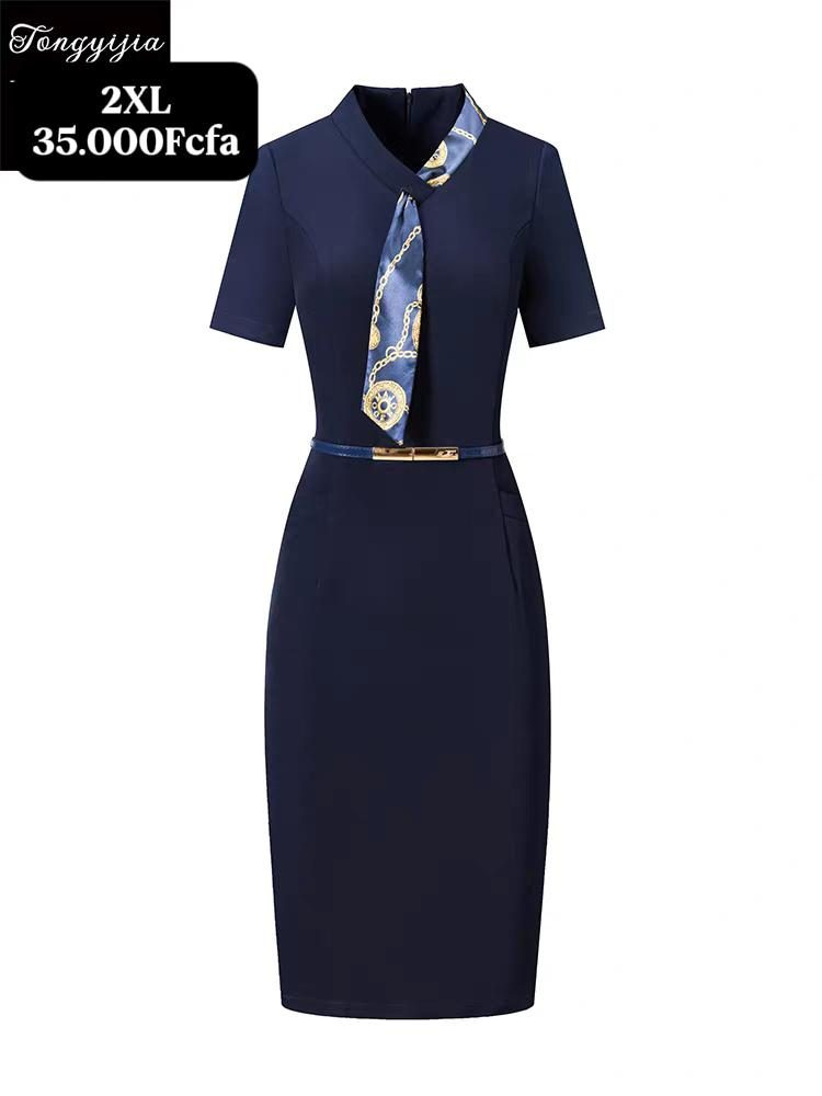 Robe Bleu Bleu Nuit Foulard — visuel 1